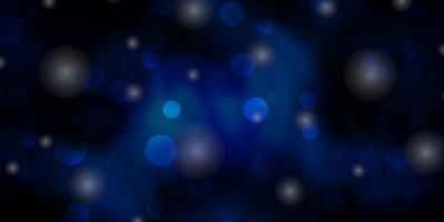 Dark BLUE vector template with circles, stars.