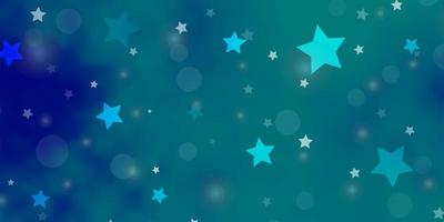 Light BLUE vector pattern with circles, stars.