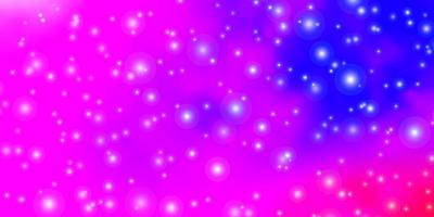 textura de vector de color rosa claro, azul con hermosas estrellas.