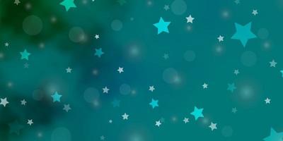 textura de vector azul claro, verde con círculos, estrellas.