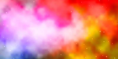 Light Multicolor vector background with small and big stars.
