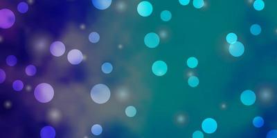 Light Pink, Blue vector backdrop with circles, stars.