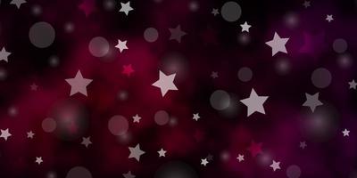 Dark Purple vector texture with circles, stars