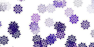 Light purple, pink vector pattern with colored snowflakes.