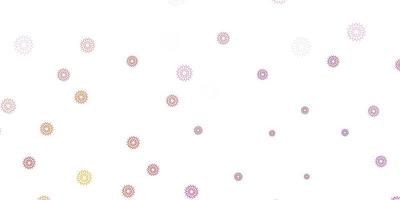 Light pink, yellow vector doodle background with flowers.