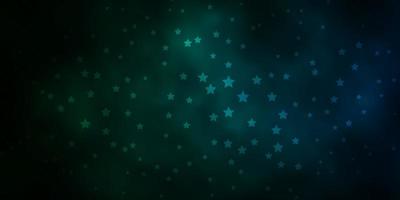 Dark Green vector background with small and big stars.