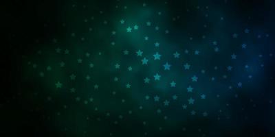 Dark Green vector background with small and big stars.