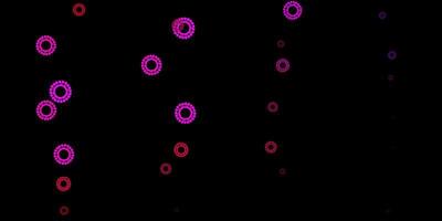 Dark pink vector pattern with coronavirus elements.