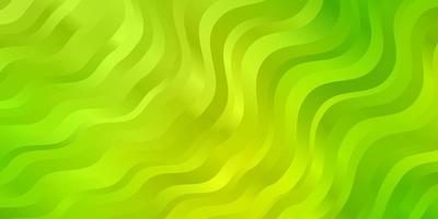 Fondo de vector verde claro, amarillo con curvas.