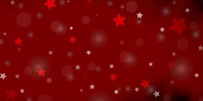 Light Orange vector background with circles, stars.