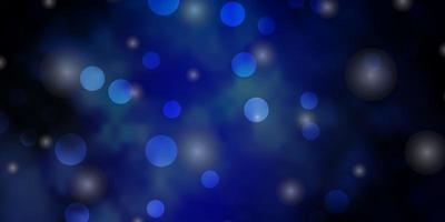 Dark BLUE vector template with circles, stars.