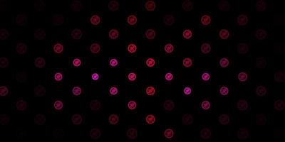 Telón de fondo de vector rosa oscuro con símbolos de virus.