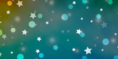 Light Blue, Yellow vector layout with circles, stars.