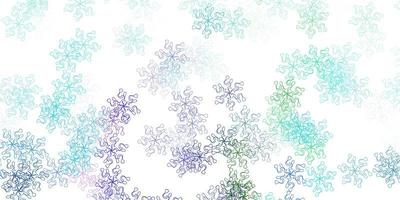 Light blue, green vector doodle texture with flowers.