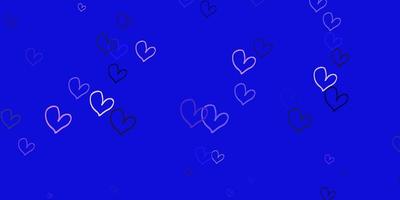 Light Purple vector pattern with colorful hearts.