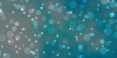 Light BLUE vector pattern with circles, stars.