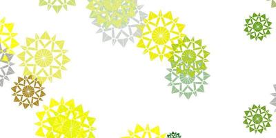 diseño de vector verde claro, amarillo con hermosos copos de nieve.