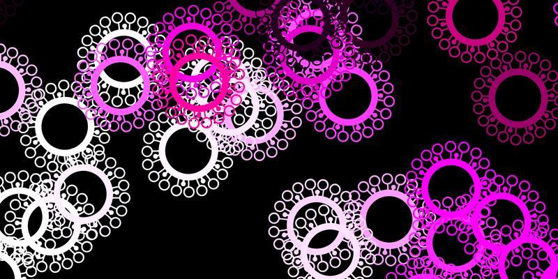 Dark pink vector pattern with coronavirus elements.