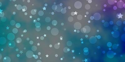 Light Pink, Blue vector layout with circles, stars.