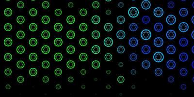 Plantilla de vector multicolor oscuro con signos esotéricos.