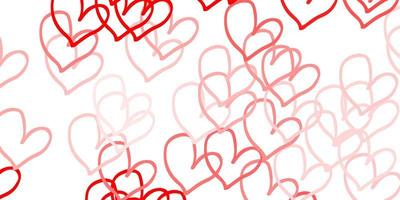 Light Red vector texture with lovely hearts.