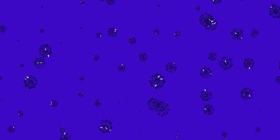 patrón de vector púrpura claro con copos de nieve de colores.