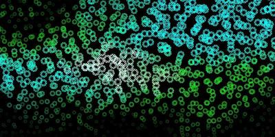 Dark blue, green vector background with bubbles.