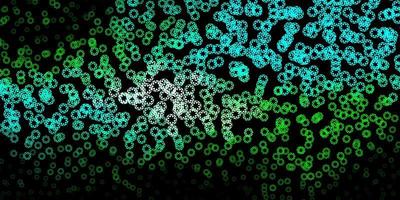 Dark blue, green vector background with bubbles.