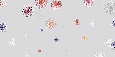 Light Blue, Yellow vector doodle template with flowers.