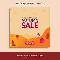 Autumn social media post template vector