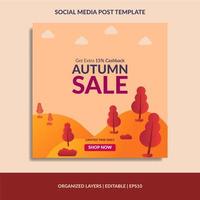Autumn sale social media post template vector