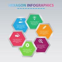 moderno diseño infográfico hexagonal. infografía empresarial con 6 opciones de forma hexagonal. vector