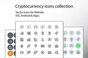 Set of thin line cryptocurrency icons vector