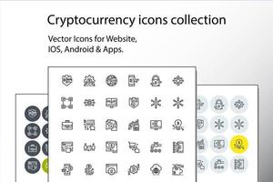 Set of thin line cryptocurrency icons vector