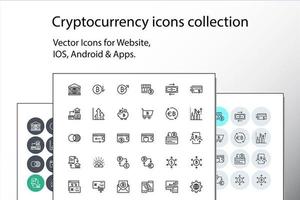 Set of thin line cryptocurrency icons vector