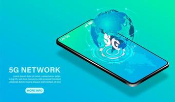 5G  internet network technology banner with smartphone vector