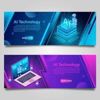 Artificial intelligence banner set vector