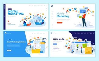 Set of web page design templates for social media, online marketing and communication