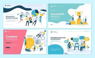 Set of web page design templates for teamwork, project management, business workflow, customer relationship management vector