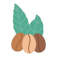 coffee grains leaves organic nature isolated icon style vector