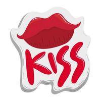 kiss lips female sensual sticker funny cartoon design vector