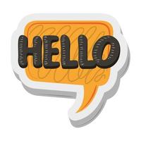 hello talk bubble sticker funny cartoon design vector