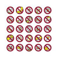 Prohibition Sign filled outline icon set. Vector and Illustration.