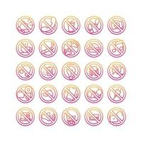 Prohibition Sign gradient icon set. Vector and Illustration.