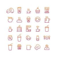 Coffee Shop gradient icon set. Vector and Illustration.