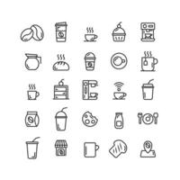 conjunto de iconos de contorno de cafetería. vector e ilustración.
