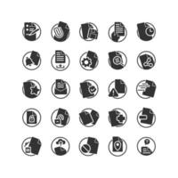 Document solid icon set. Vector and Illustration.