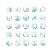 Document gradient icon set. Vector and Illustration.