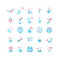 Valentines Day flat icon set. Vector and Illustration.