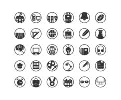 Education solid icon set. Vector and Illustration.